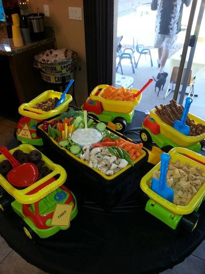 Boys 2Nd Birthday Party Ideas
 Toy Dump Trucks for serving Snacks at a Boys Birthday