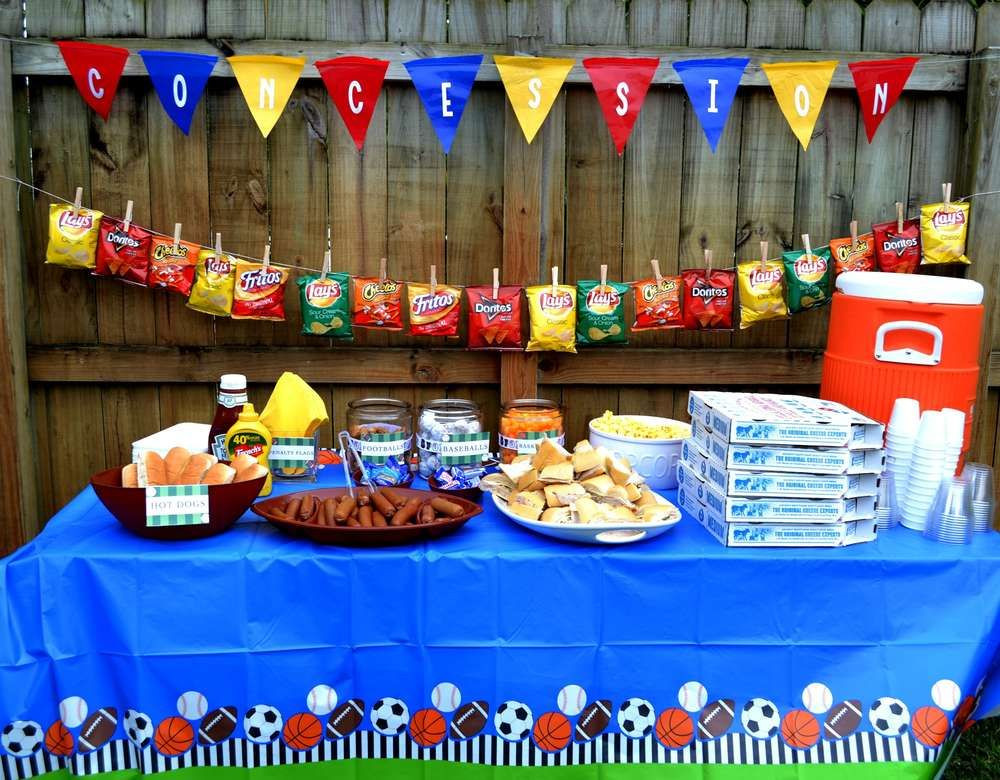 Boys Birthday Party Food Ideas
 Fun food table at a sports birthday party See more party