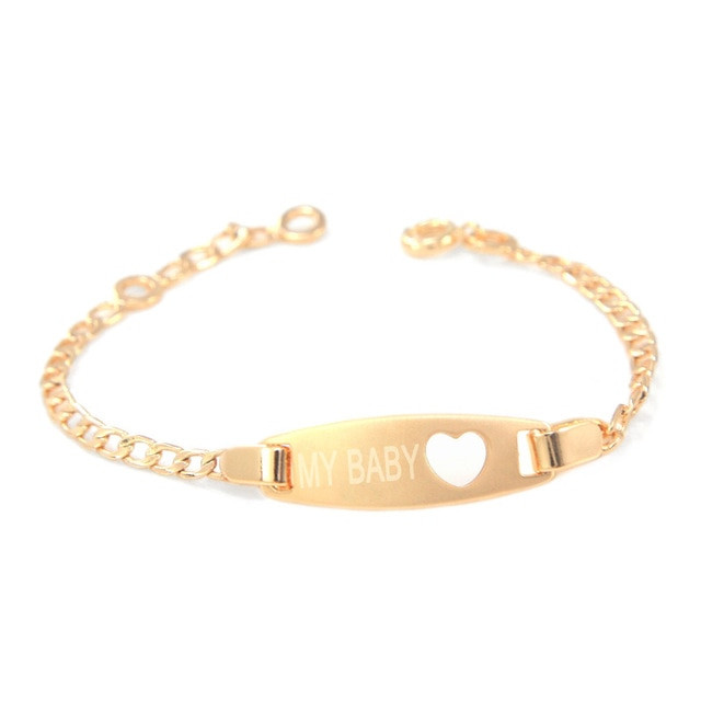 Bracelet Pulseras
 17CM Heart Kids Bracelets Baby Girl Jewelry Gold Bangle