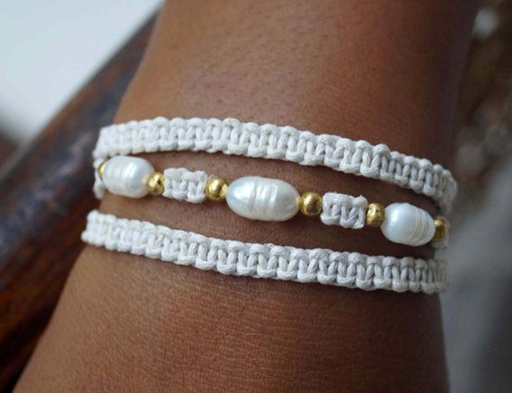Bracelet Pulseras
 Pulsera de perlas pulsera de boda Boho brazalete de perlas