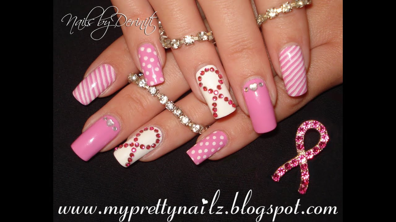 Breast Cancer Awareness Nail Designs
 Breast Cancer Awareness Nails Think Pink Ribbon Nail Art