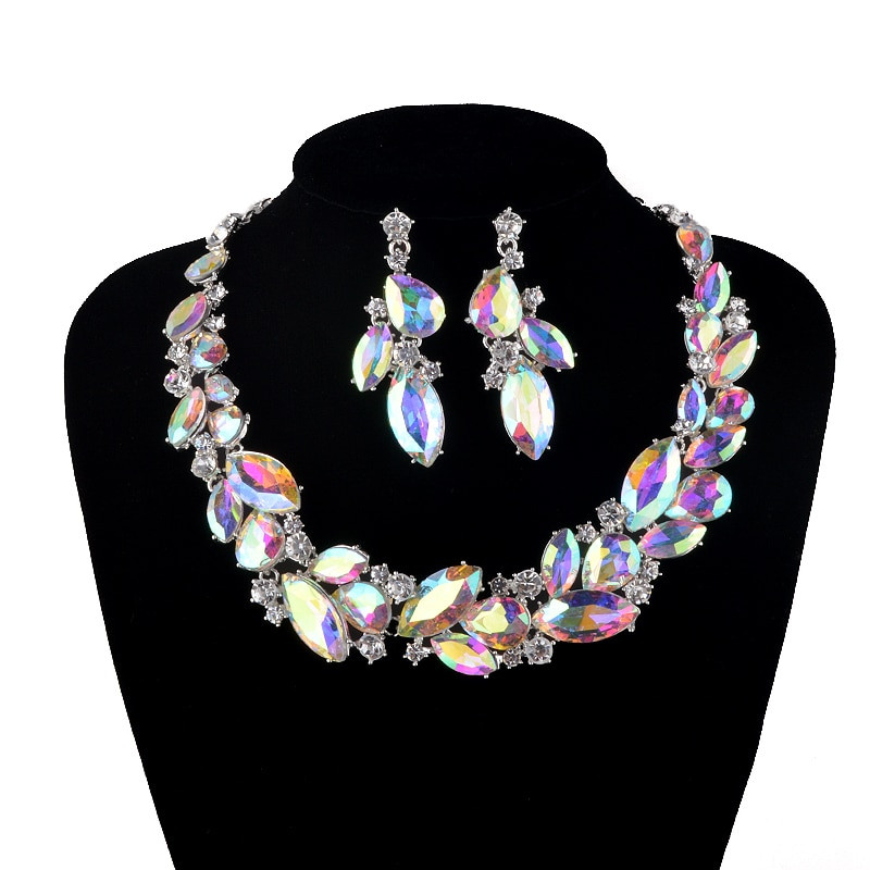 Bridal Party Jewelry Sets
 AB color Marquise Rhinestone Bridal Wedding Jewelry Sets