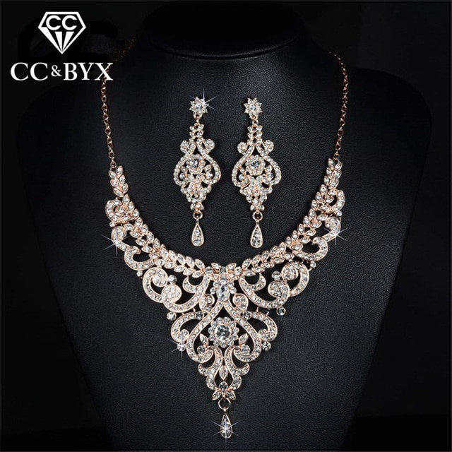 Bridal Party Jewelry Sets
 Rose gold color bridal jewelry sets cz austrian crystal