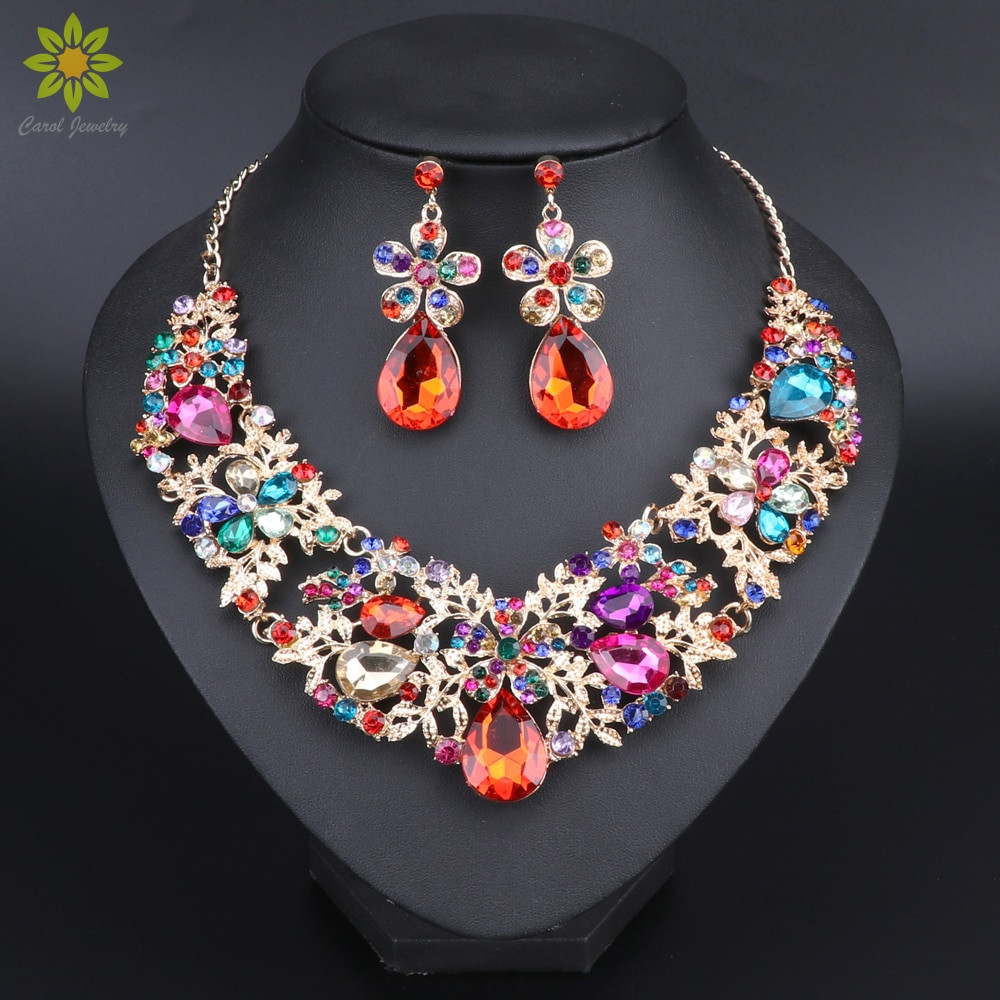 Bridal Party Jewelry Sets
 Aliexpress Buy Fashion Multicolor Flower Crystal