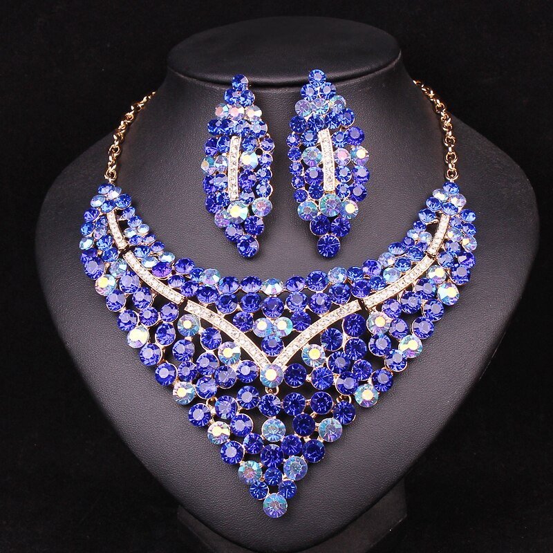 Bridal Party Jewelry Sets
 Fashion Rhinestone Indian Necklace Earrings sets Bridal