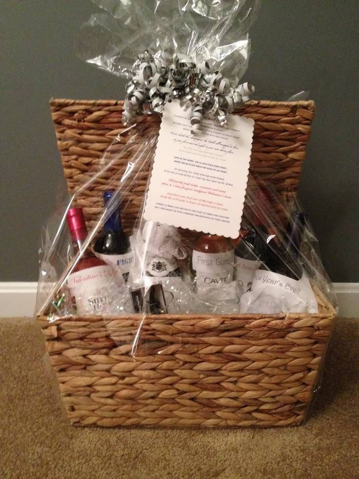 Bridal Shower Gift Basket Ideas For Guests
 25 best Wine Basket images on Pinterest