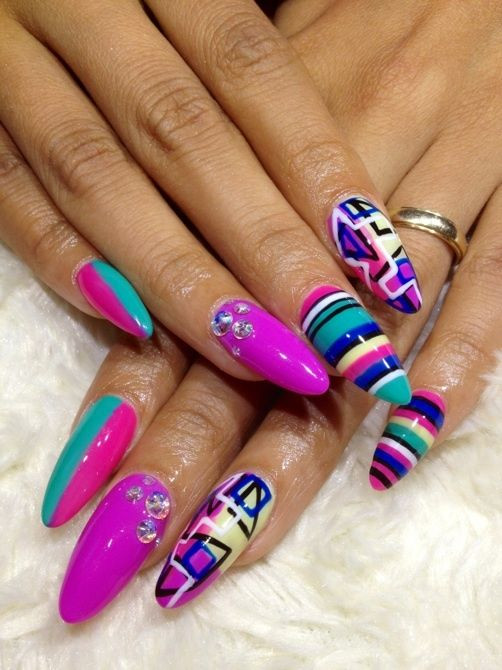 Bright Colored Nail Designs
 Top 50 Gorgeous Long Acrylic Nails