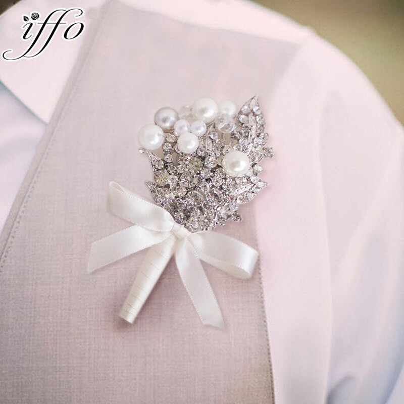 Brooches Corsage
 DIY Private customization senior groom corsages Crystal
