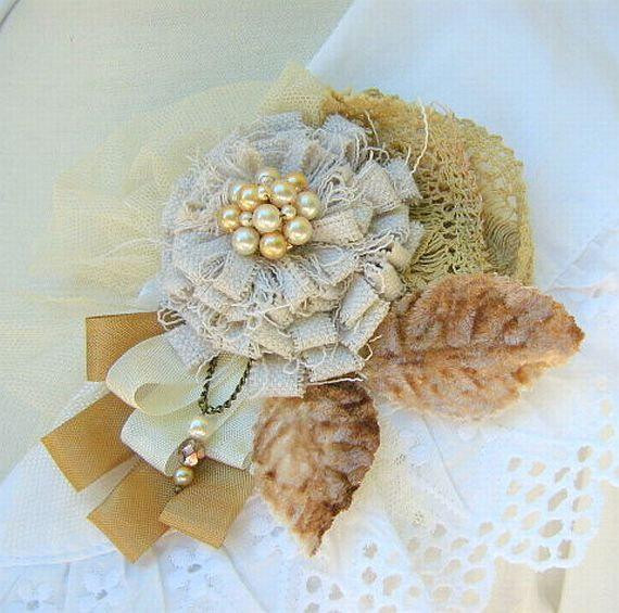 Brooches Corsage
 Flower Pin Brooch Corsage With Vintage Lace