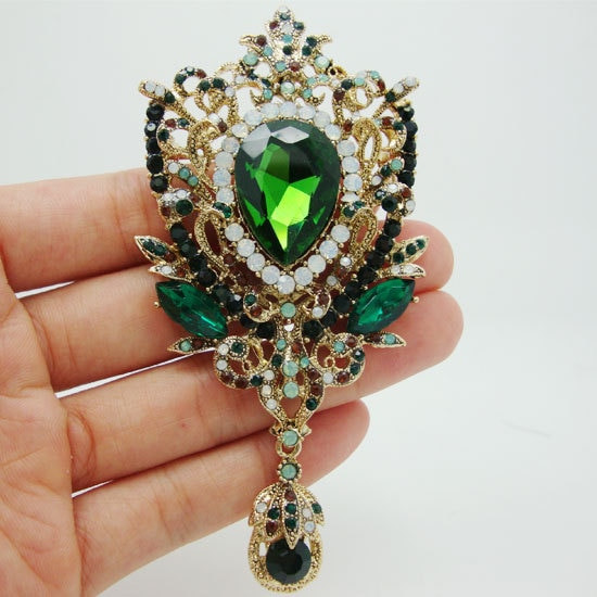 Brooches Jewellery
 Fashionable Jewelry Classic Crown Flower Drop Green