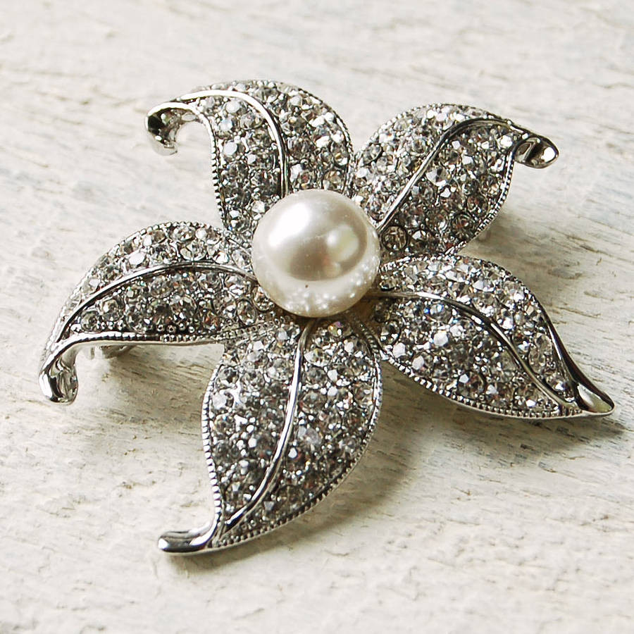 Brooches Vintage
 vintage style pearl flower brooch by highland angel