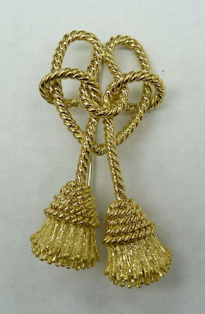 Brooches Vintage
 RARE VINTAGE TIFFANY 18K YELLOW GOLD ROPE KNOT TASSEL