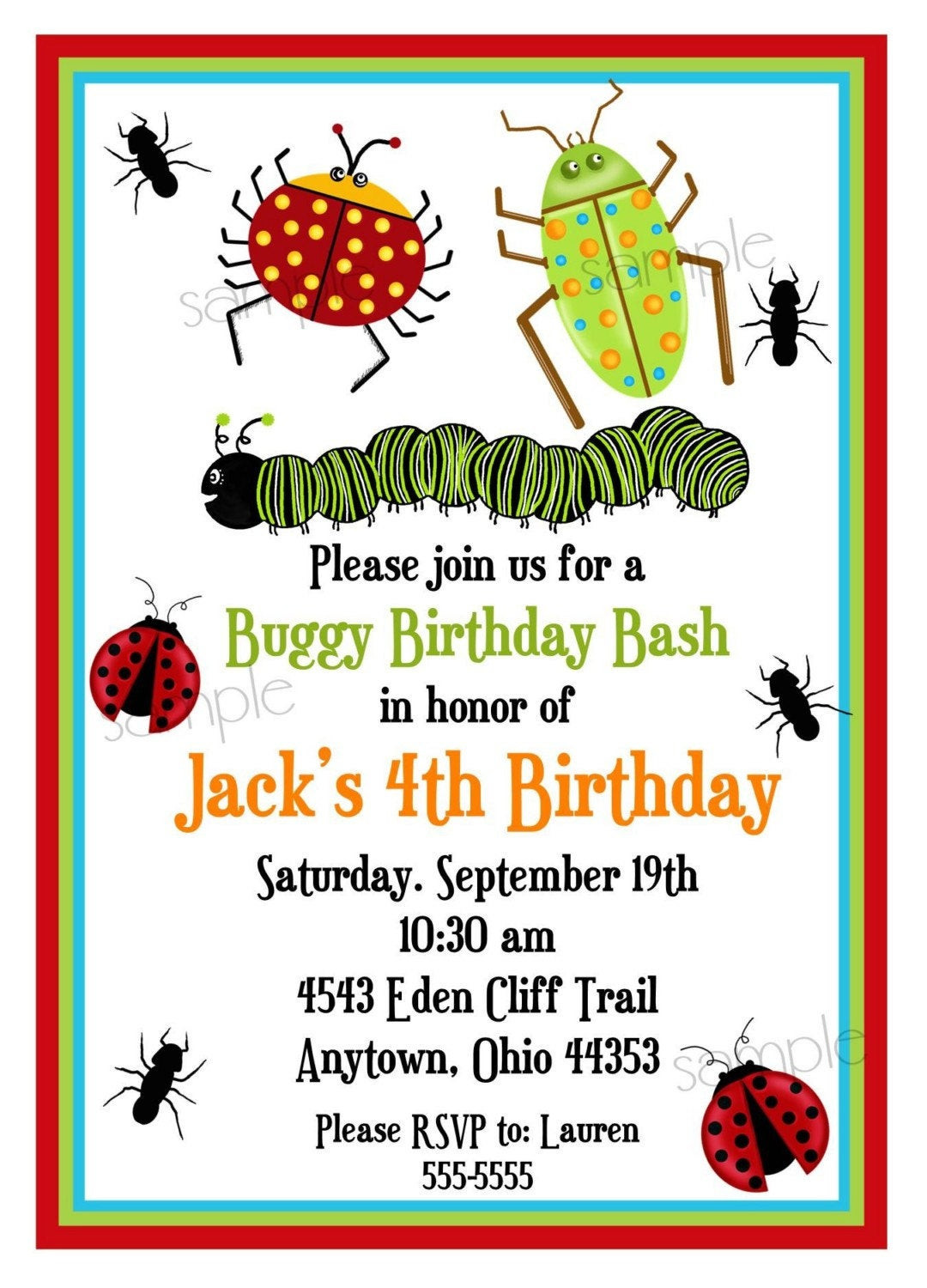 Bug Birthday Invitations
 Bug Invitations Bugs Insects Camping Ladybugs Ants