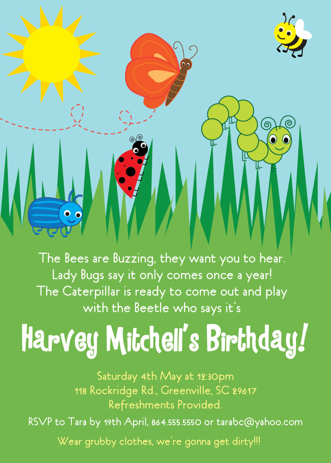 Bug Birthday Invitations
 Bug Insects Birthday Party Invitations Summer Butterfly