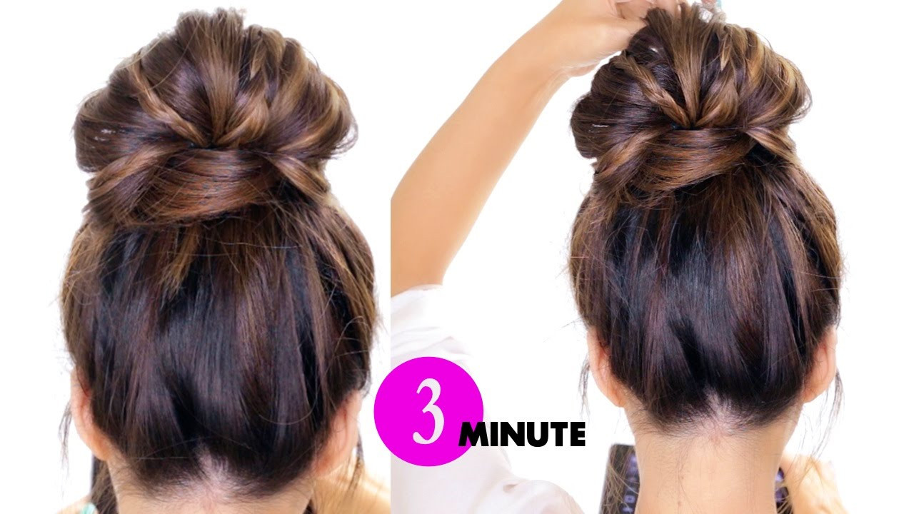 Bun Hairstyles For Medium Length Hair
 3 Minute BUBBLE BUN with Braids HairStyle ★ Easy