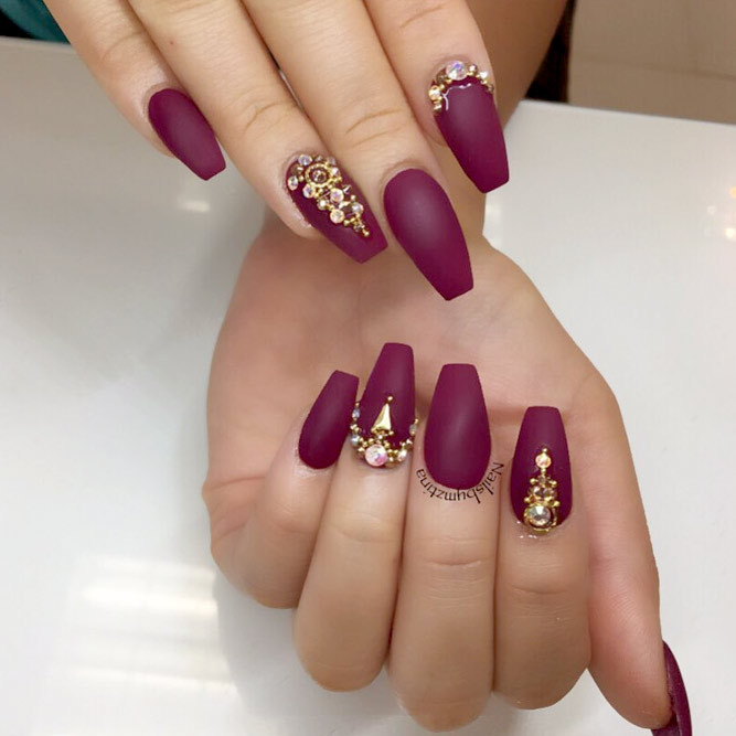 Burgundy Nail Ideas
 Best Coffin Shaped Nails