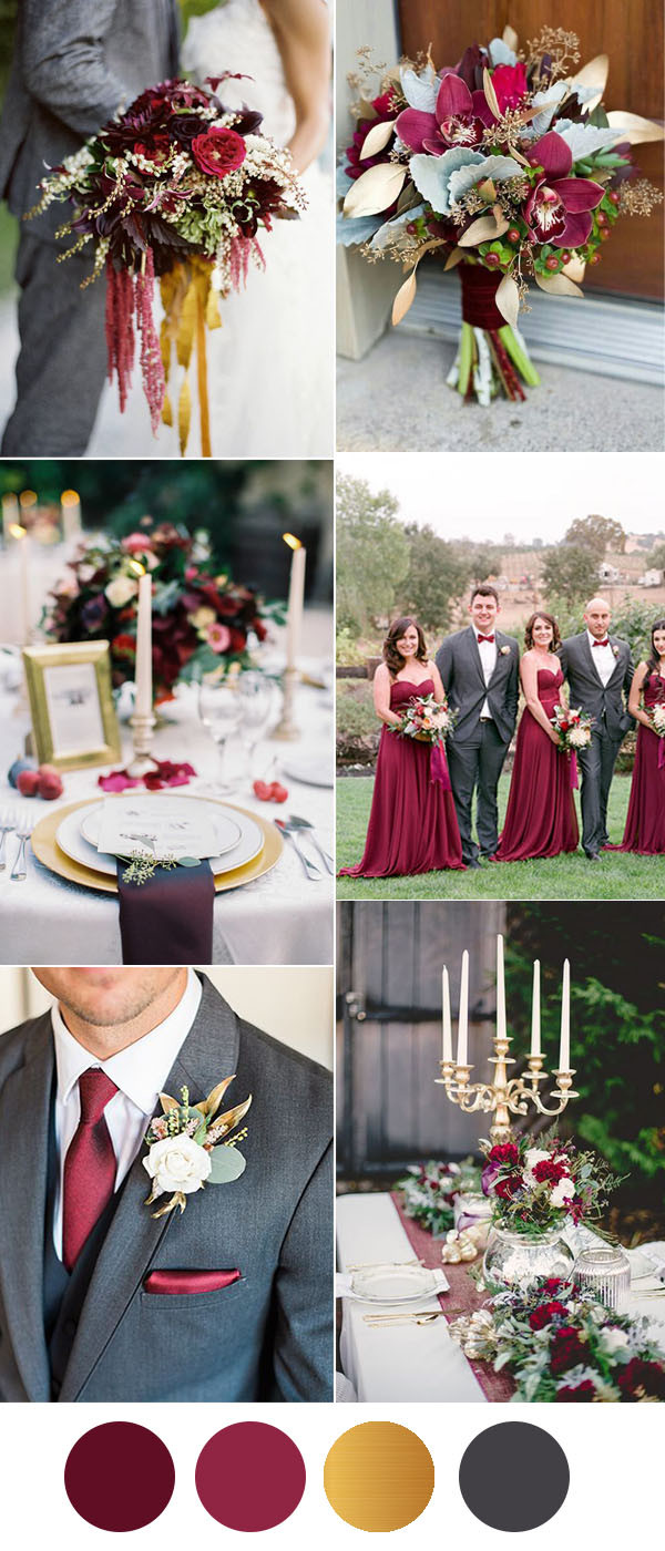 Burgundy Wedding Colors
 Six Beautiful Burgundy Wedding Colors In Shades of Gold