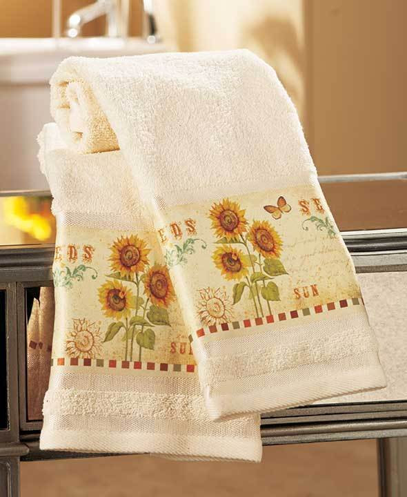 Butterfly Bathroom Decor
 Set 2 Sunflower & Butterfly Bathroom Hand Towels