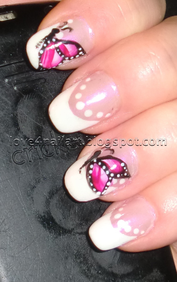 Butterfly Nail Designs
 Love4NailArt Elegant French w Butterfly Nail Design