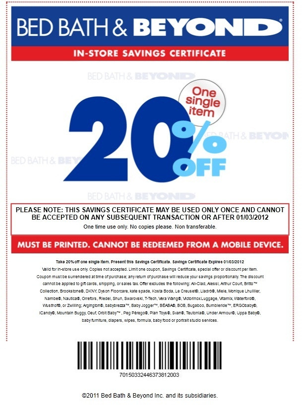 Buy Buy Baby Gift Card At Bed Bath And Beyond
 Bed Bath and Beyond Coupon 20 percent Discount