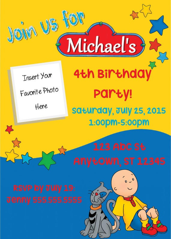 Caillou Birthday Party
 Caillou Birthday Party Printable by Kid PartyCreations