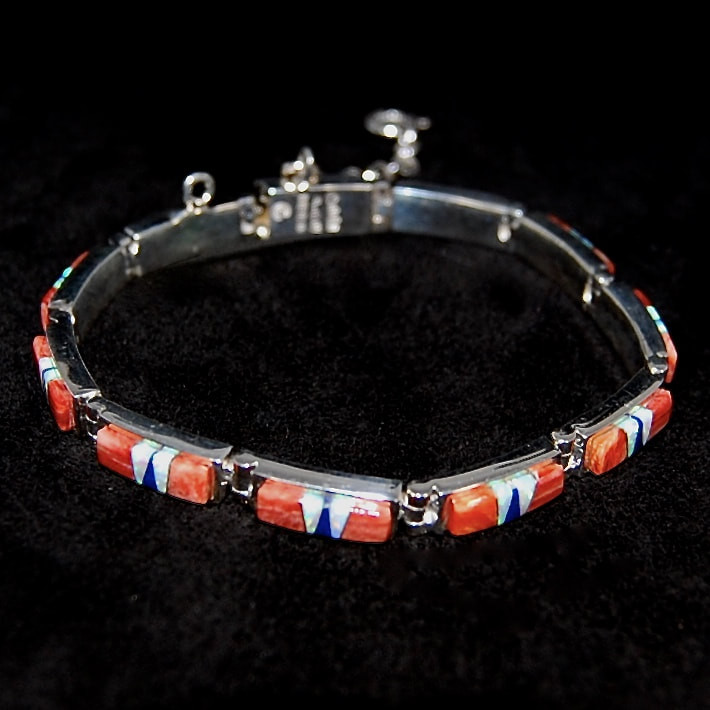 Calvin Begay Bracelets
 Calvin Be Navajo Silver link bracelet Spiny Oyster