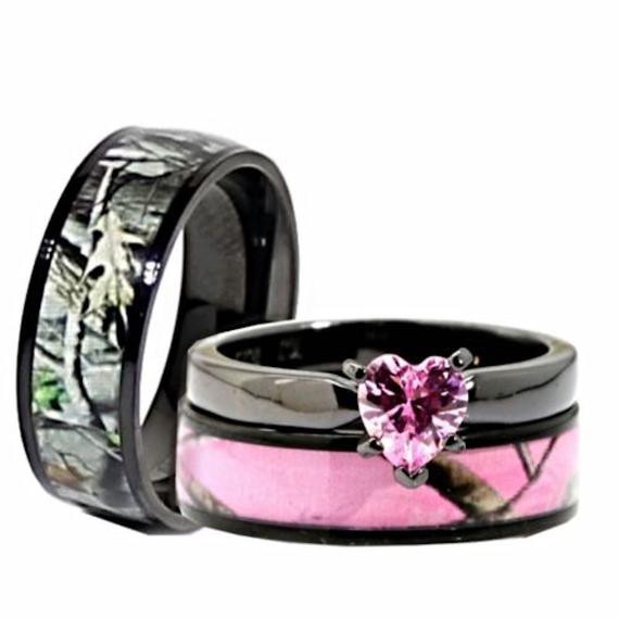 Camo Wedding Band Sets
 4 Colors His and Hers Camo Wedding Rings Set Camouflage