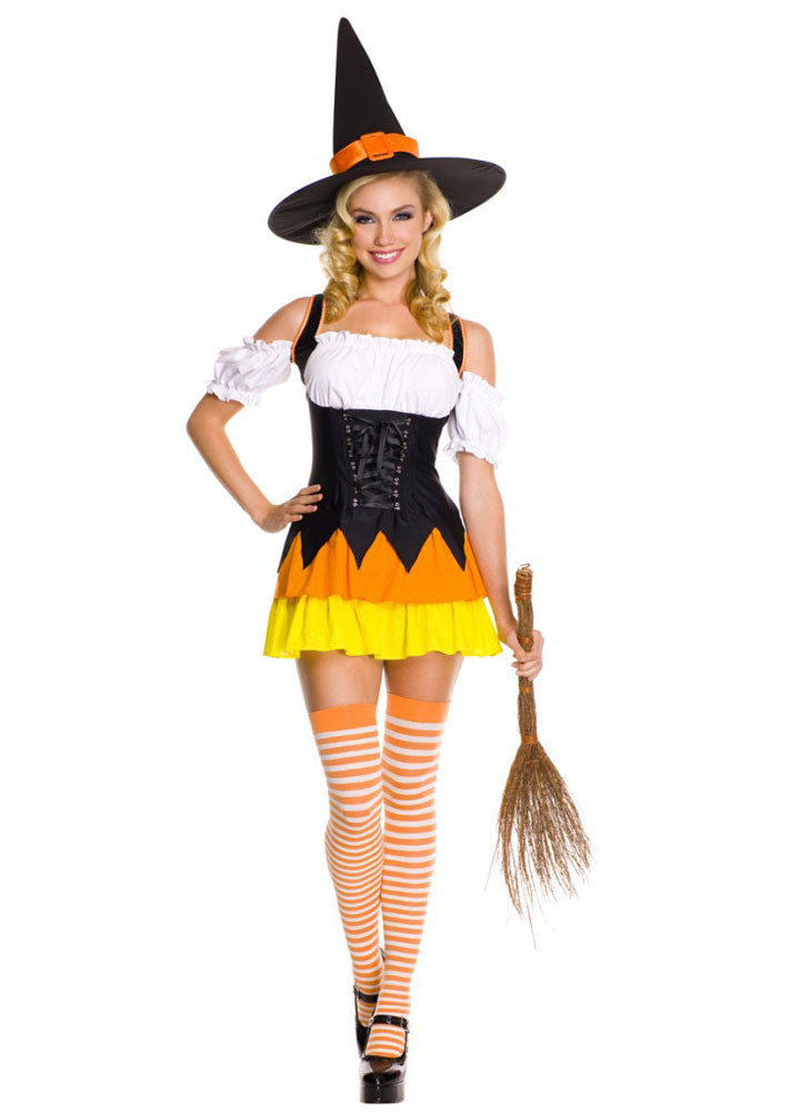 Candy Corn Witch
 Chic Womens Halloween Candy Corn Witch Costume Witch Costumes