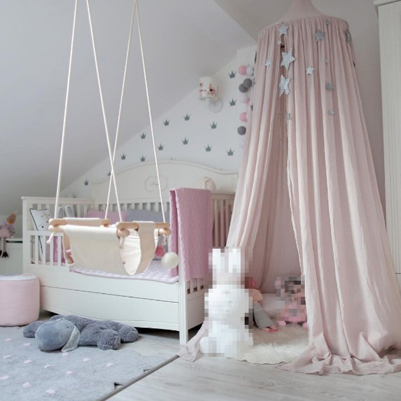 Canopy Girl Bedroom
 Pink Princess Cotton Cloth Round Bedding Hanging Canopy
