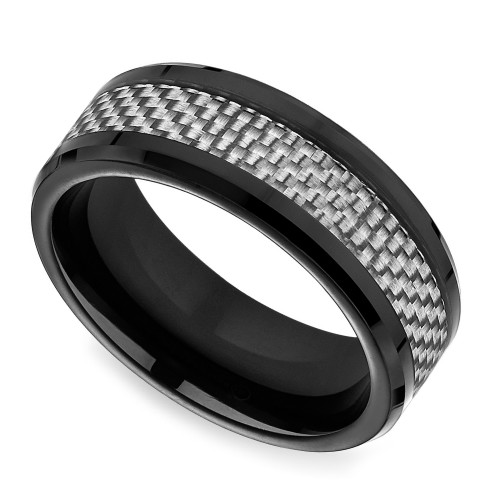 Carbon Fiber Mens Wedding Band
 White Carbon Fiber Men s Wedding Ring in Cobalt