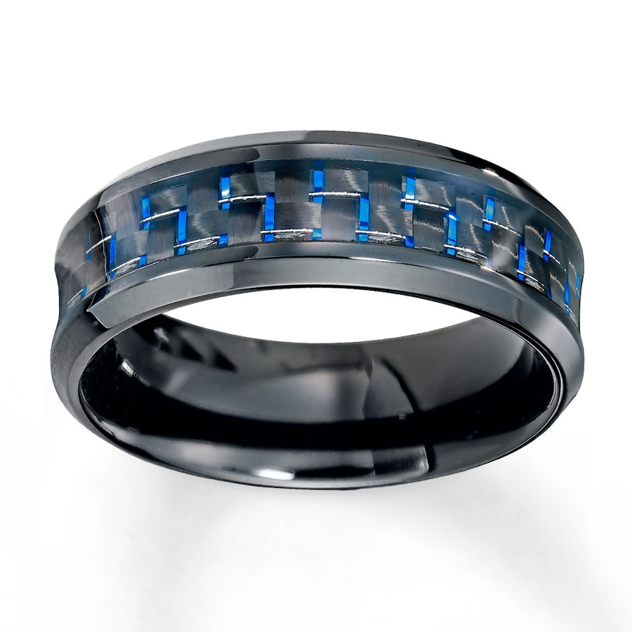 Carbon Fiber Mens Wedding Band
 Men s Wedding Band Blue Carbon Fiber Stainless Steel 8mm