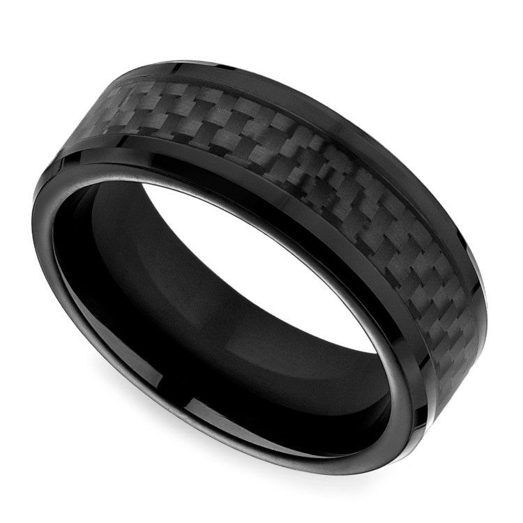 Carbon Fiber Mens Wedding Band
 Black Carbon Fiber Men s Wedding Ring in Cobalt