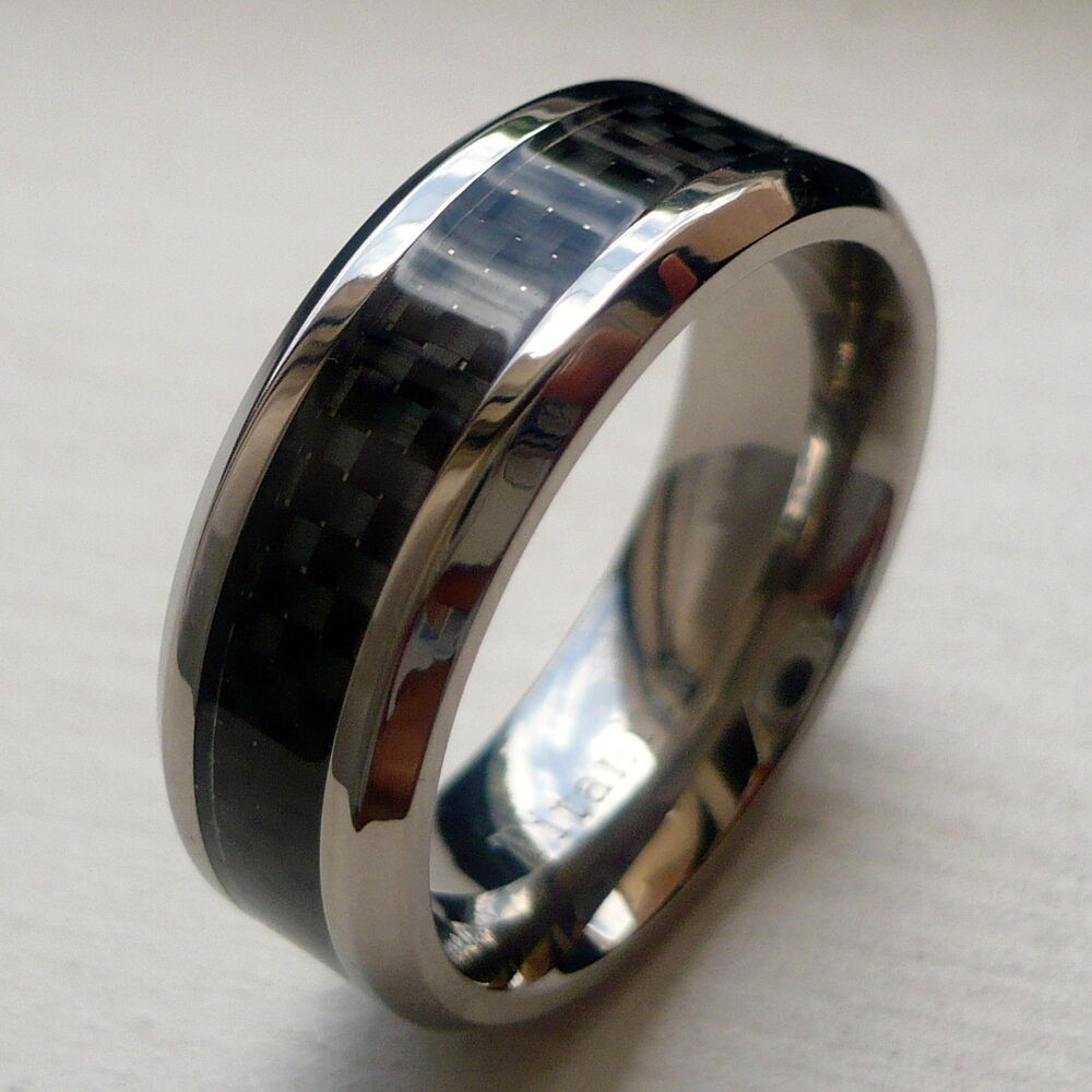 Carbon Fiber Wedding Rings
 8MM MEN S TITANIUM BLACK CARBON FIBER WEDDING BAND RING