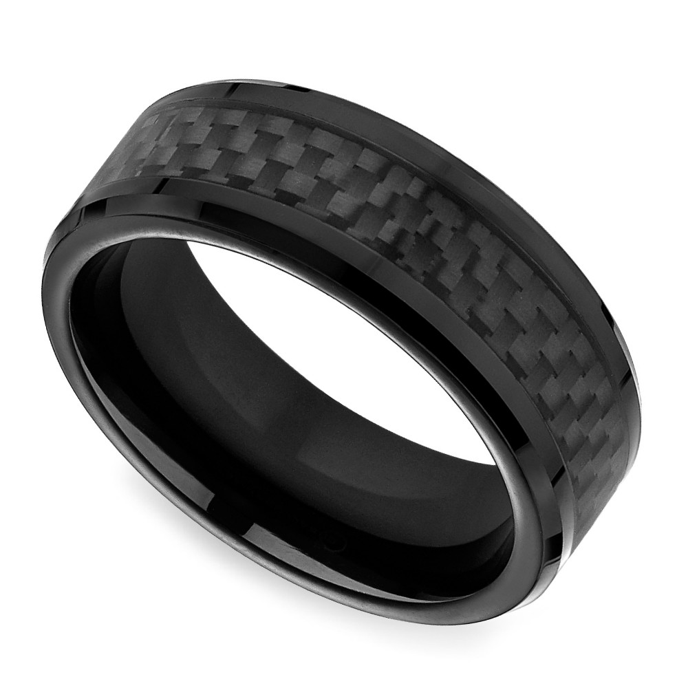 Carbon Fiber Wedding Rings
 Black Carbon Fiber Men s Wedding Ring in Cobalt