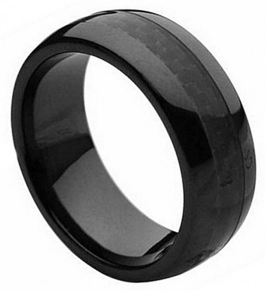Carbon Fiber Wedding Rings
 8mm Black Ceramic Ring Men Women Wedding Band Black Carbon