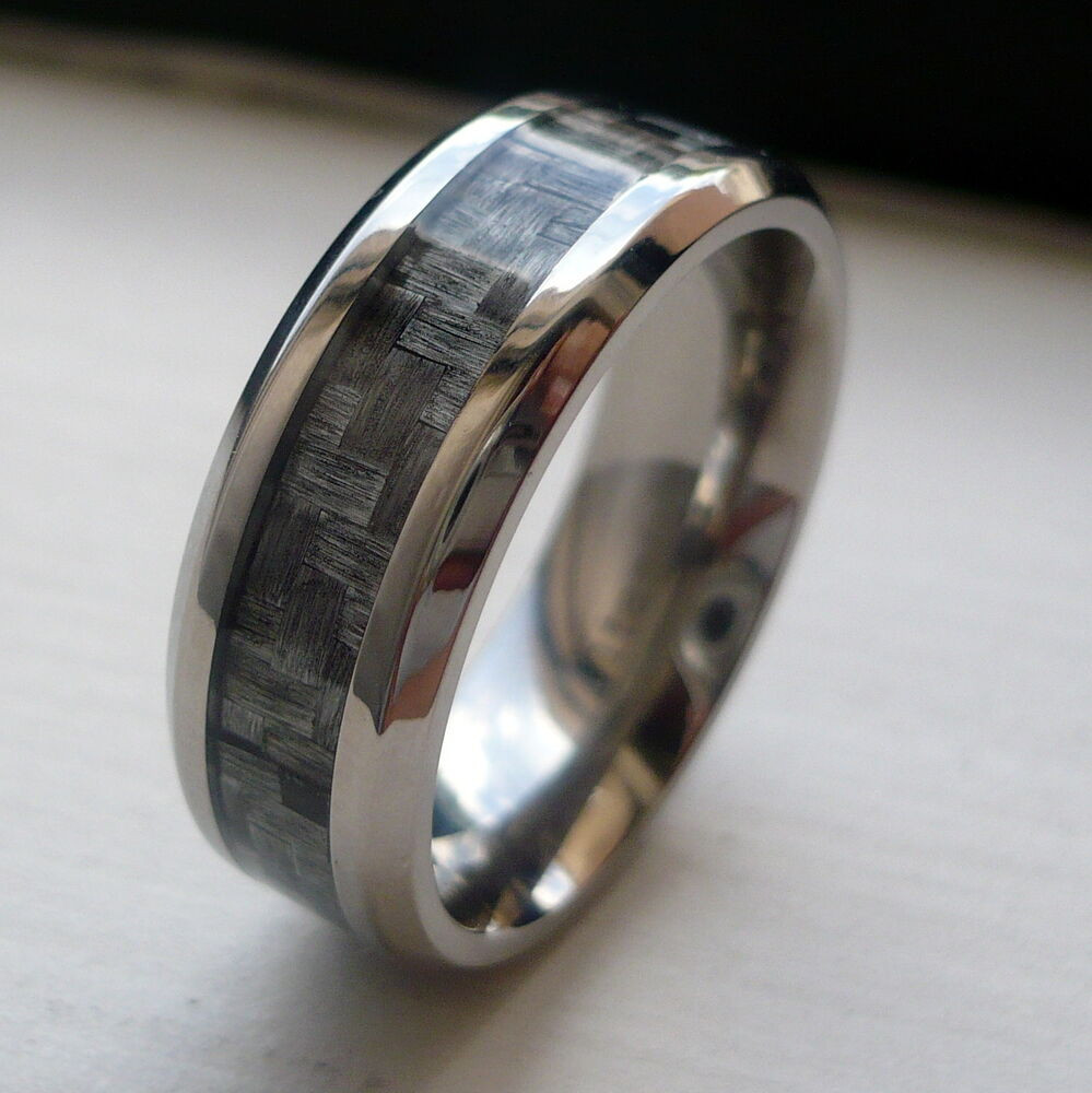 Carbon Fiber Wedding Rings
 8MM MEN S TITANIUM GREY CARBON FIBER WEDDING BAND RING