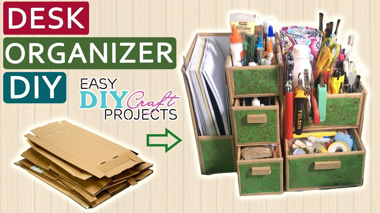 Cardboard Organizer DIY
 DIY Cardboard Desk Organizer