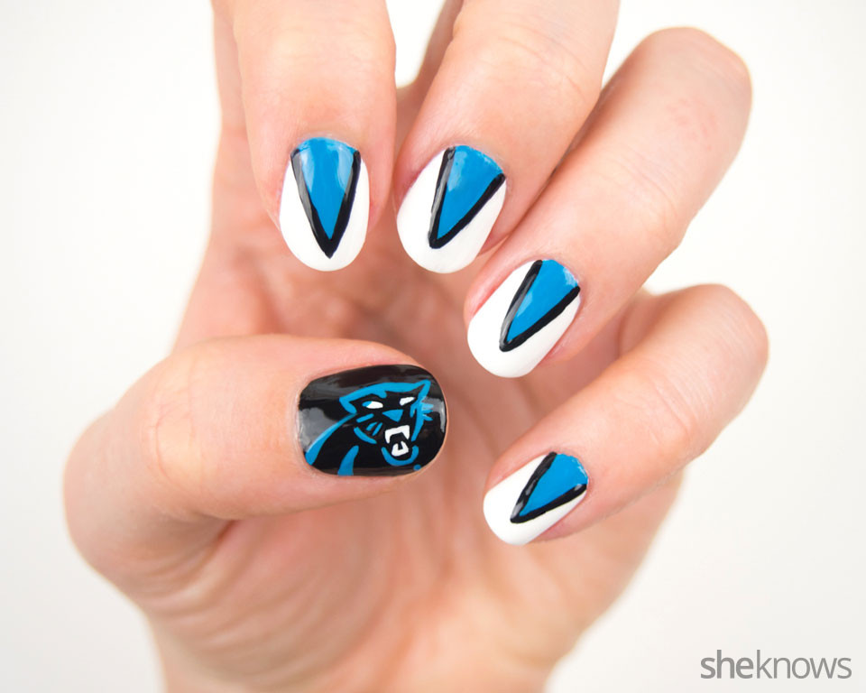 Carolina Panthers Nail Designs
 Carolina Panthers nail design for ultimate fans Carolina