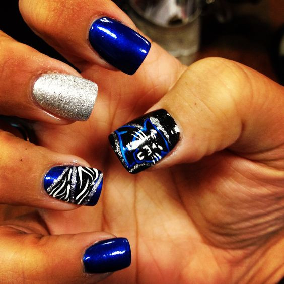 Carolina Panthers Nail Designs
 My Carolina panther nails