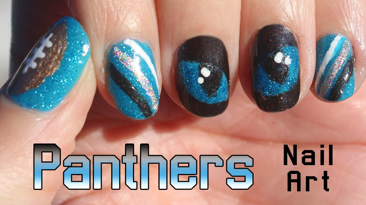 Carolina Panthers Nail Designs
 Carolina Panthers Nail Art Tutorial 🏈