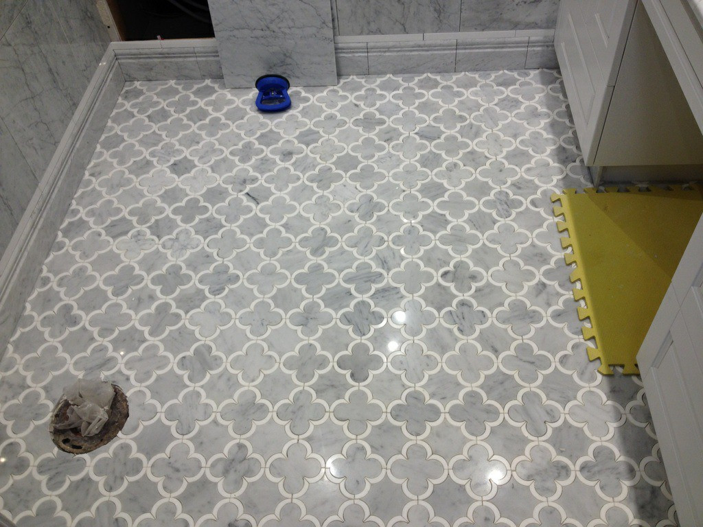 Carrara Marble Tile Bathroom
 Edmonton Tile Install – White Marble Bathroom