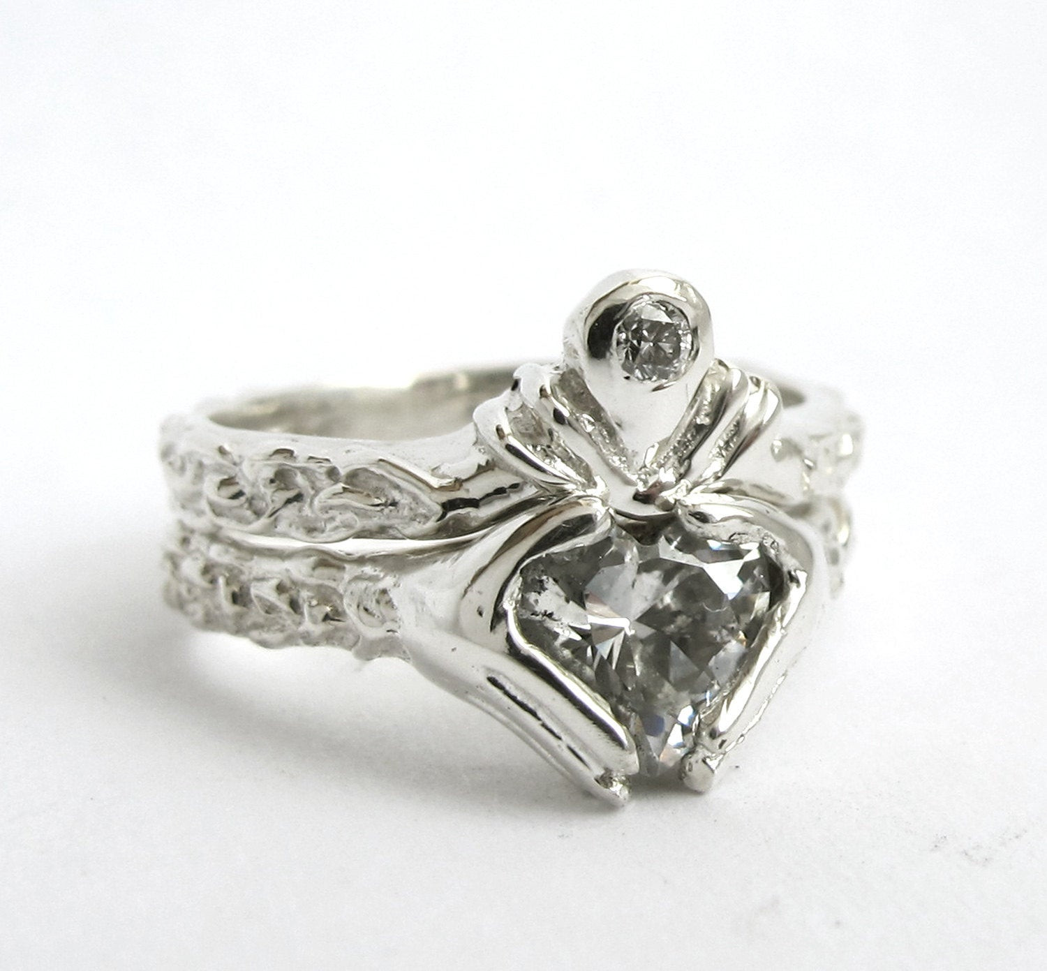 Celtic Wedding Ring Sets
 Claddagh Ring Wedding Set White Gold and Diamond Blue Topaz