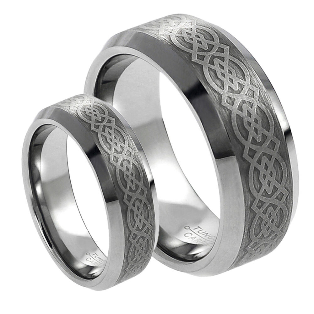 Celtic Wedding Ring Sets
 His & Her s 8MM 6MM Tungsten Carbide Celtic Knot Design
