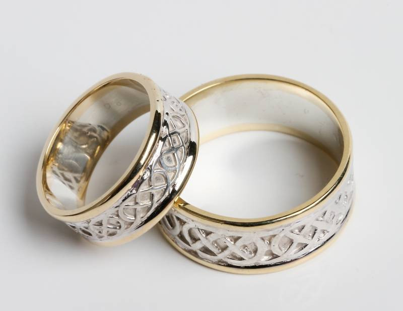 Celtic Wedding Ring Sets
 Pair set of irish Handcrafted 14k Gold and Sterling Silver