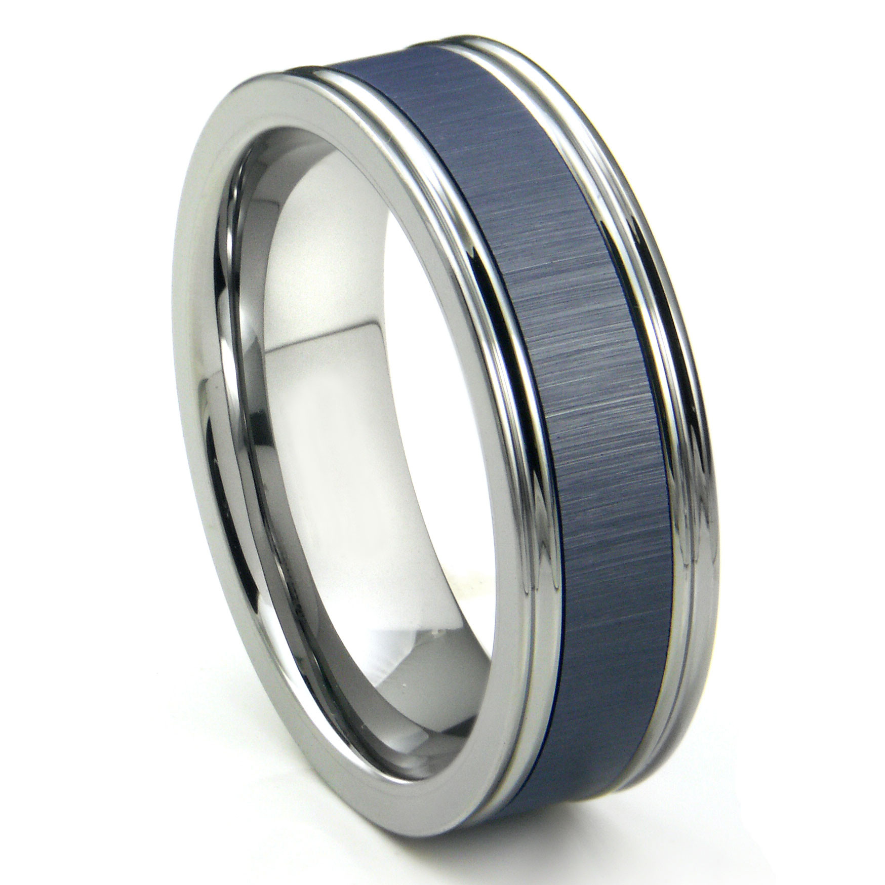 Ceramic Wedding Rings
 Tungsten Carbide Blue Ceramic Inlay Wedding Band Ring w