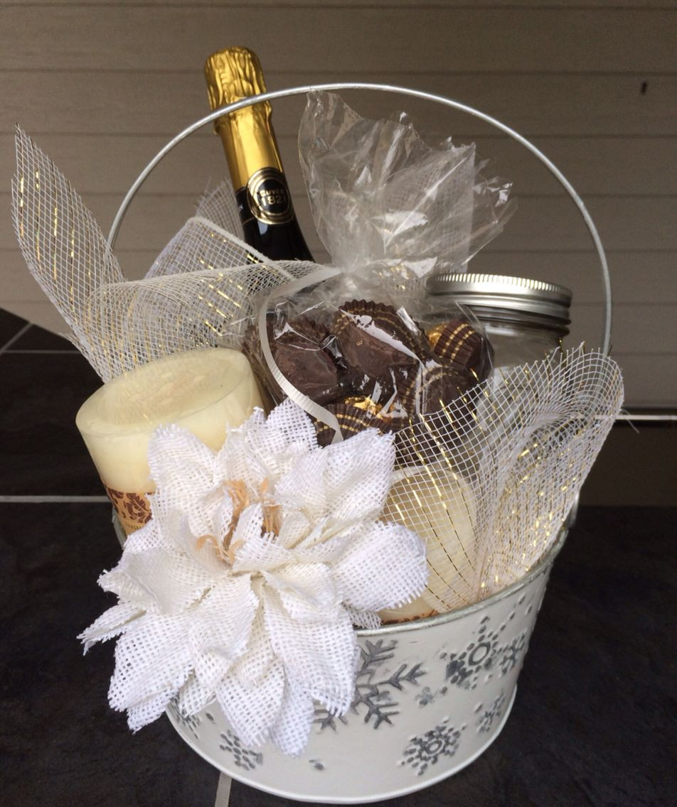 Champagne Gift Basket Ideas
 Bridal t basket Champagne chocolates and candles