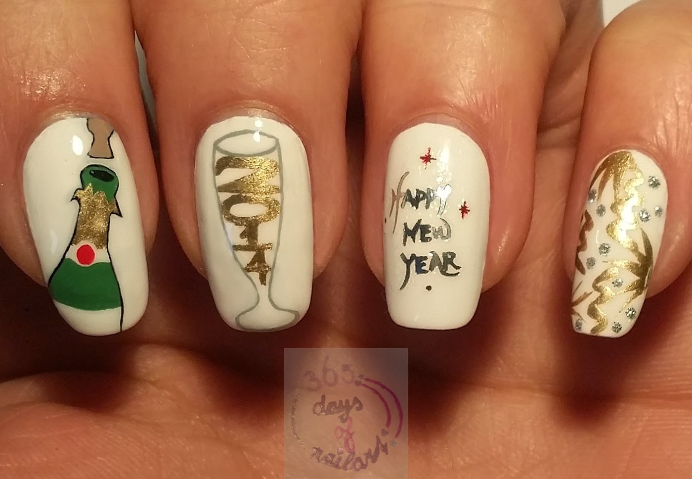 Champagne Nail Designs
 365 days of nail art Day 361 New Year nails champagne