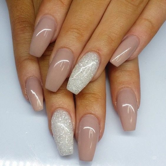 Champagne Nail Designs
 Nude and champagne sparkle nails Easy Nail Designs