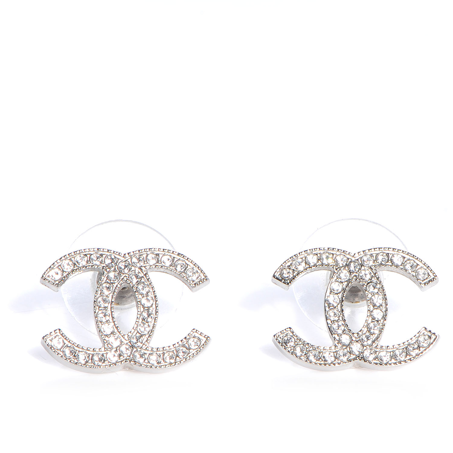 Chanel Earrings Cc
 CHANEL Crystal CC Earrings Silver