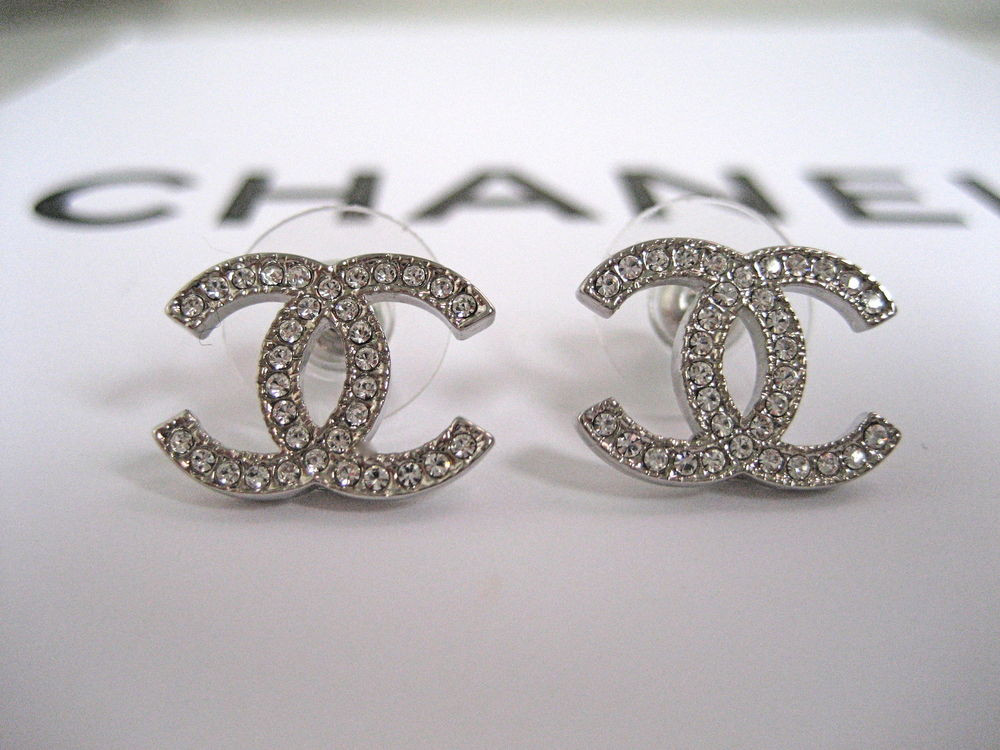 Chanel Earrings Cc
 CHANEL SILVER CC LOGO SWAROVSKI CRYSTALS EARRINGS GREAT